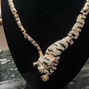 Elegant Gold and Silver Tiger Necklace